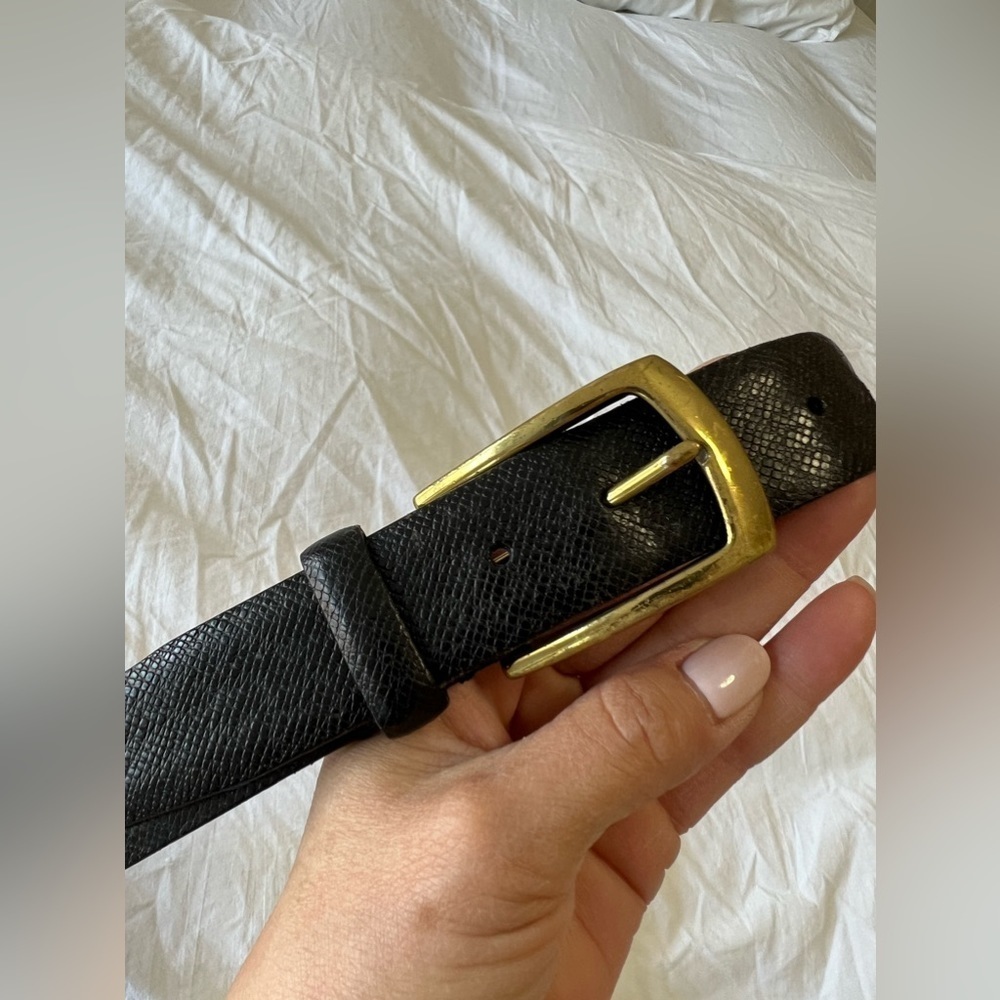 Martin Dingman Mens Black Italian Leather Belt 38 Handmade in Italy.